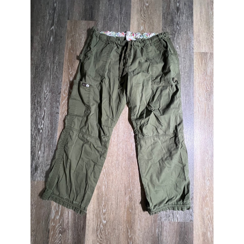 Kathy Peterson Cargo Pants Womens XL Petite Olive Green Utility Drawstring